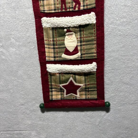 Snowman Wall Hanging With Pockets 45" Festive Plaid & Felt Christmas Card Decor - Picture 3 of 7
